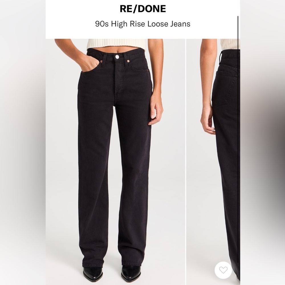 NWT RE/DONE 90s High Rise Loose Jeans, Women’s Black Loose Jeans, Black Jeans
